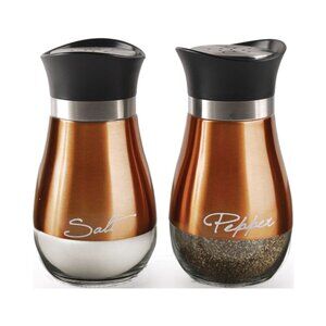 Circleware Cafe Contempo Copper and Glass Salt and Pepper Shaker Set Set of 2 4.